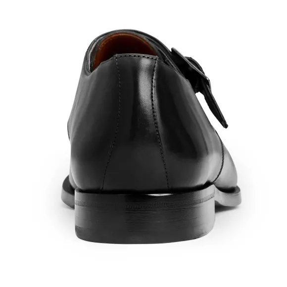 Collezione Vilante Leather Single Strap Monk Loafer-Black