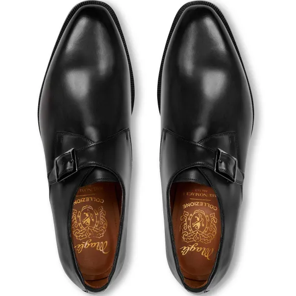 Collezione Vilante Leather Single Strap Monk Loafer-Black